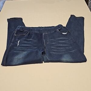 Blue denim slim ankle pants/leggings by let's diet size 2X